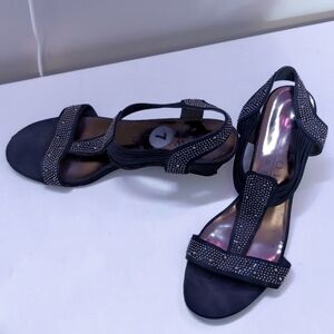 Ladies Navy blue wedge sandals - size 7